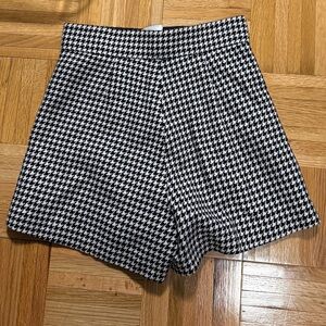Elegant Houndstooth High Waist Women's Shorts